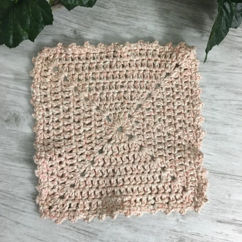 Cotton Crochet Peach Wash Cloth Dish Rag Handmade Absorbent Bath Kitchen